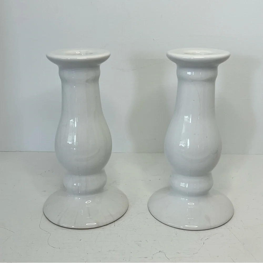 Vintage Blue Velvet 6 Inch Candlesticks by Jay Imports